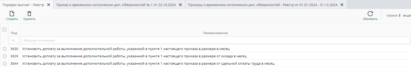 реестр порядка выплат